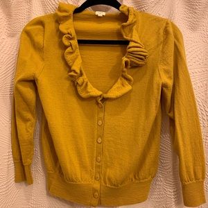 // j.crew ruffled trim cardigan //